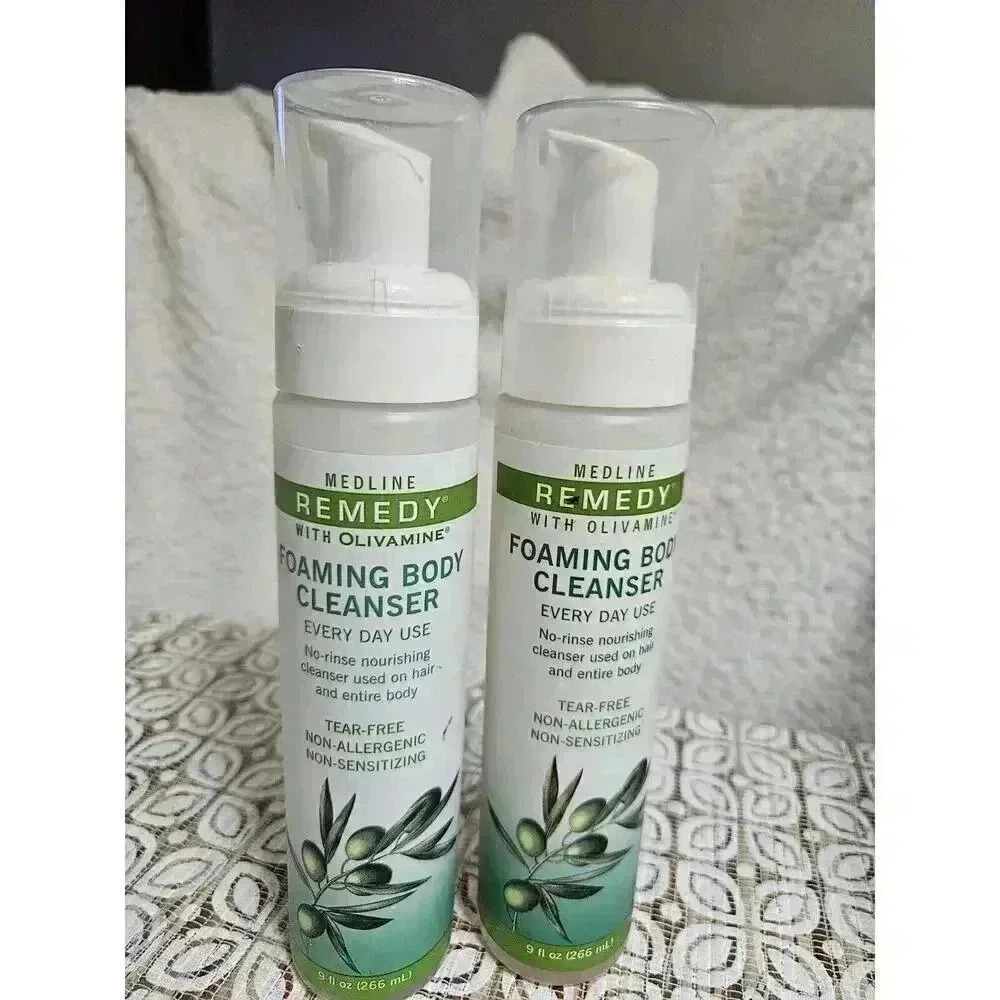 2 MEDLINE REMEDY Foaming Body Wash CLEANSER w/ OLIVAMINE No Rinse 9 oz (L@@K)